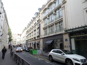 Paris street sceen with hotel Bel amie